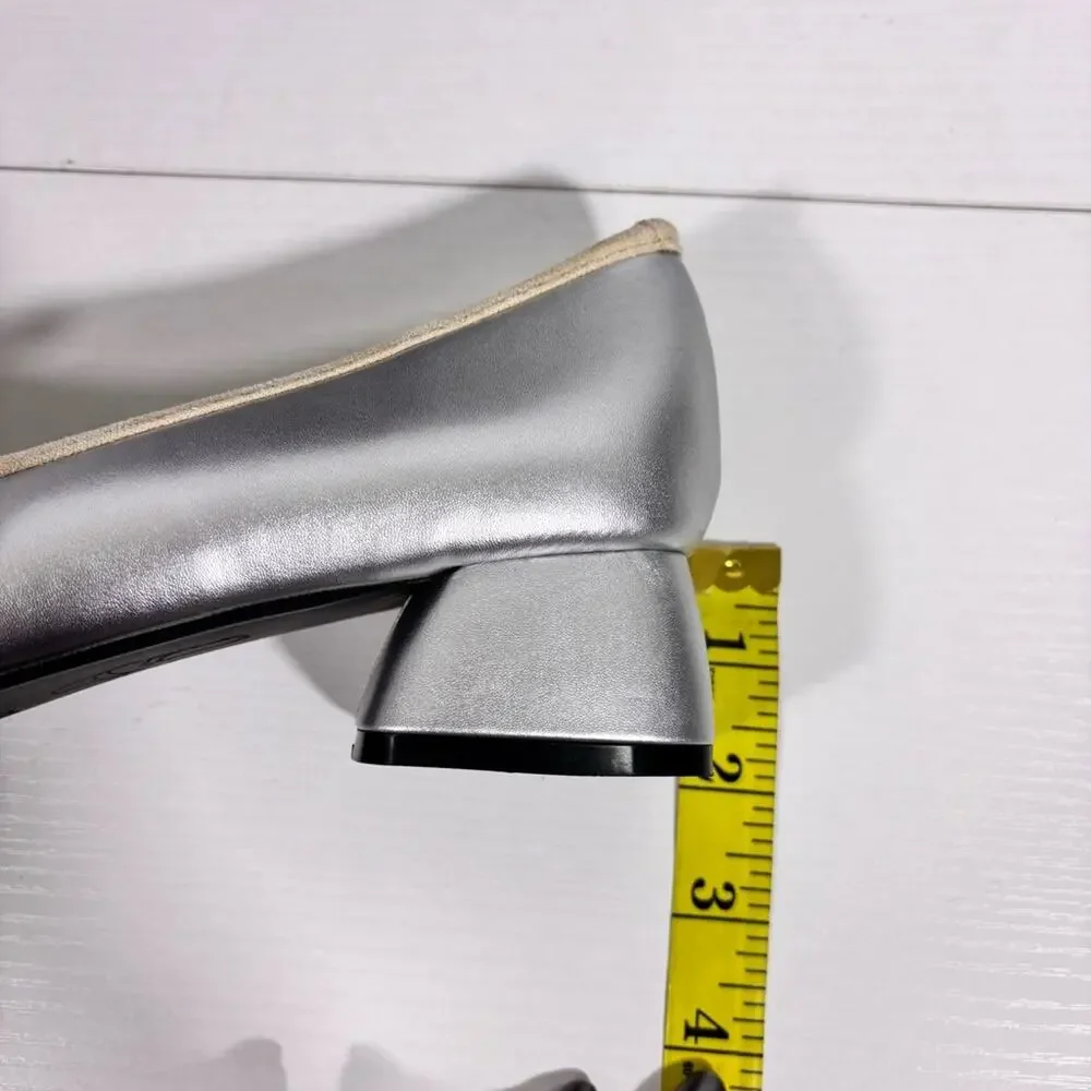 NWT C. Paravano Suede Toe Silver Ballet Flats Size 9